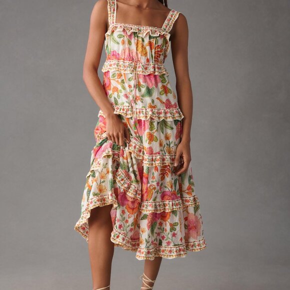 Farm Rio Square-Neck Tiered Ruffle Dress - Picture 2 of 2